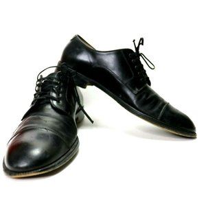 Salvatore Ferragamo Men's Size 9.5 B Studio Oxford Black Dress Shoes Cap Toe